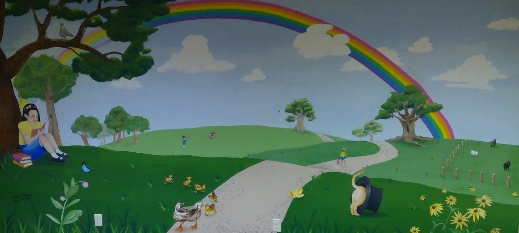 The Paola Free Library's mural in honor of Dorothy's Mulberry Tree.